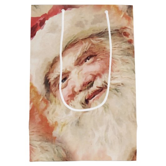 クリスマス抱き枕とヴィンテージサンタクロース ミディアムペーパーバッグ (裏面)