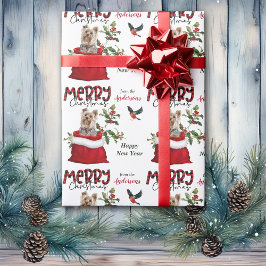 クリスマス抱き枕の可愛いヨークシャーテリアドッグ ラッピングペーパー