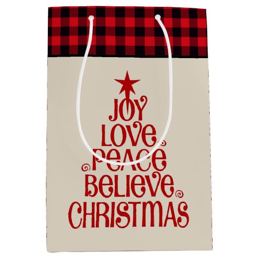 クリスマス抱き枕ジョイ愛の平和の信じプライド ミディアムペーパーバッグ (正面)