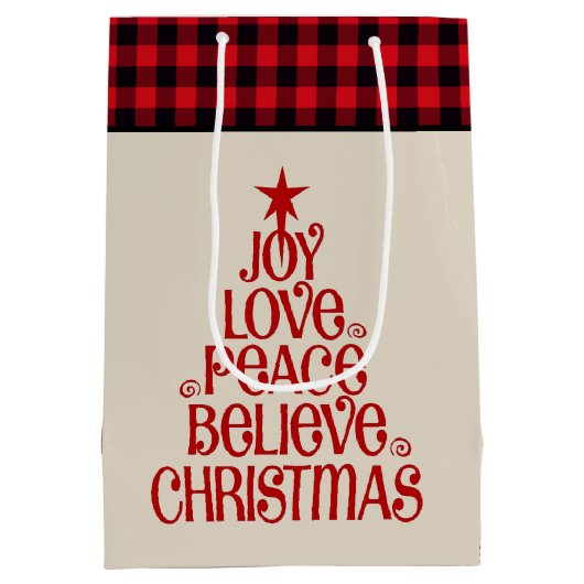 クリスマス抱き枕ジョイ愛の平和の信じプライド ミディアムペーパーバッグ (裏面)