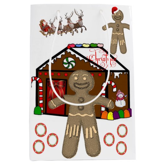 クリスマス抱き枕ジンジャーブレッドマン ミディアムペーパーバッグ (正面)
