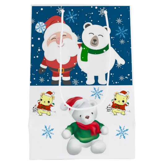 クリスマス抱き枕テディベア ミディアムペーパーバッグ (裏面)