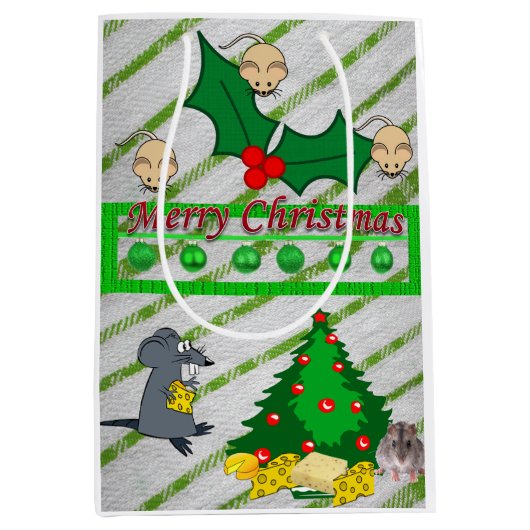 クリスマス抱き枕ネズミ ミディアムペーパーバッグ (正面)