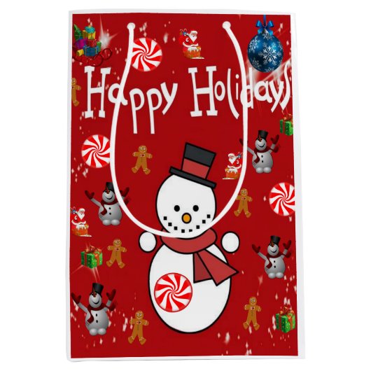 クリスマス抱き枕ハッピーホリデー ミディアムペーパーバッグ (正面)