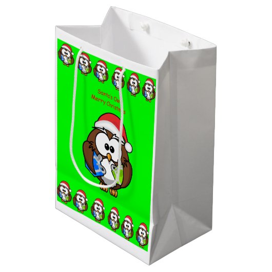 クリスマス抱き枕フクロウ ミディアムペーパーバッグ (正面アングル)
