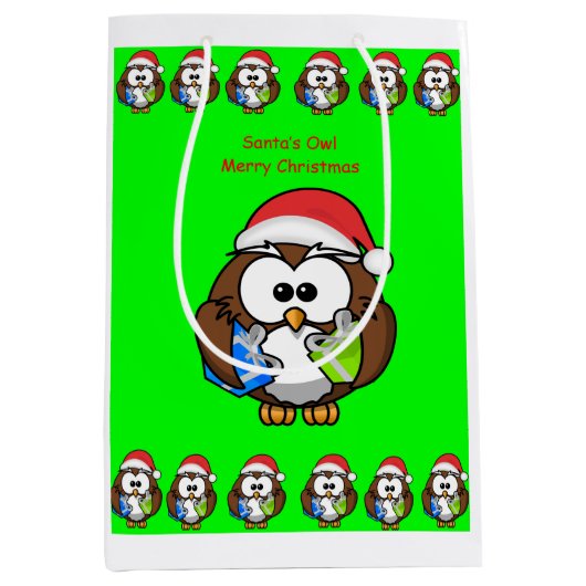 クリスマス抱き枕フクロウ ミディアムペーパーバッグ (正面)