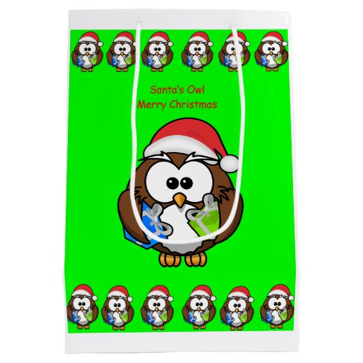 クリスマス抱き枕フクロウ ミディアムペーパーバッグ (裏面)