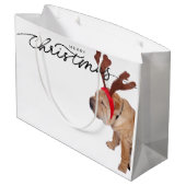 クリスマス抱き枕ブルドッグ着用〔雄ジカの〕枝角 ラージペーパーバッグ (裏面アングル)