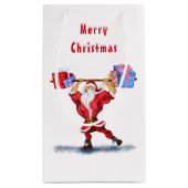 クリスマス抱き枕ボディビルダーSanta with Gift スモールペーパーバッグ (裏面)