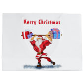 クリスマス抱き枕ボディビルダーSanta with Gift ラージペーパーバッグ (裏面)
