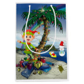 クリスマス抱き枕小妖精や小人、ビーチバムサンタ ミディアムペーパーバッグ (正面)