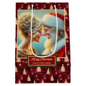 クリスマス抱き枕水彩サンタクロース ミディアムペーパーバッグ (裏面)