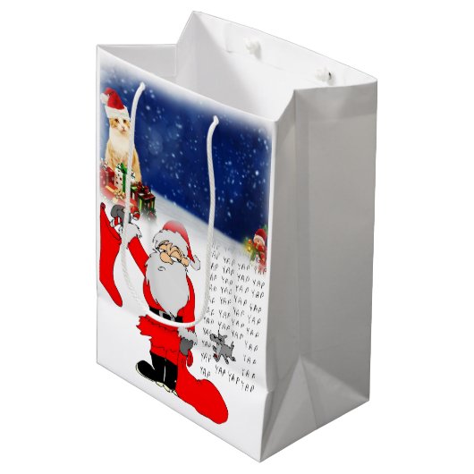 クリスマス抱き枕猫 ミディアムペーパーバッグ (正面アングル)