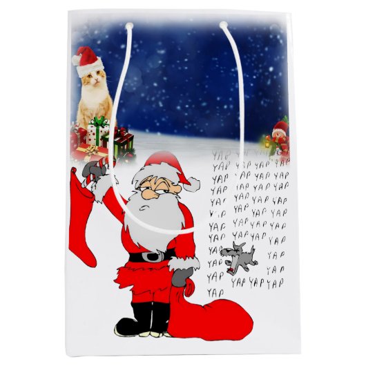 クリスマス抱き枕猫 ミディアムペーパーバッグ (正面)