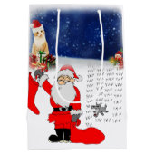 クリスマス抱き枕猫 ミディアムペーパーバッグ (裏面)