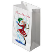 クリスマス抱き枕雪だるまとガールダンス – おもしろい スモールペーパーバッグ (正面アングル)