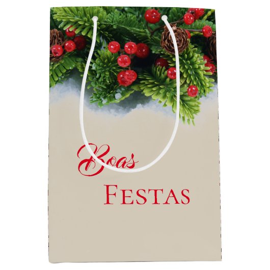 クリスマス抱き枕 – エバーグリーンボースフェスタス ミディアムペーパーバッグ (正面)