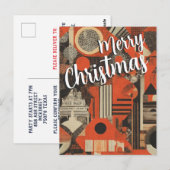 クリスマス抽象芸術の幾何学的な赤い挨拶 ポストカード (正面/裏面)