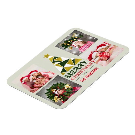 クリスマス抽象芸術パインツリーフォトコラージュ マグネット (左側)