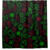 クリスマス抽象芸術パターン シャワーカーテン (正面)