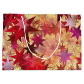 クリスマス抽象芸術レッドピンクブルゴーニュ星 ラージペーパーバッグ (裏面)