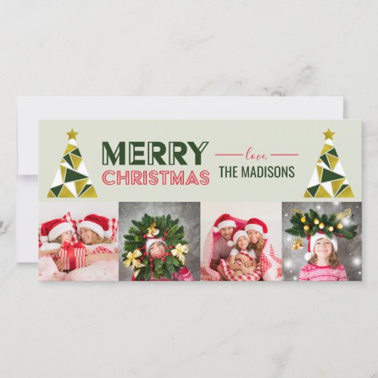 クリスマス抽象芸術松の木の写真コラージュカード シーズンカード (正面)