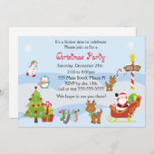 クリスマス招待状キッズパーティー雪だるまサンタ 招待状 (正面/裏面)