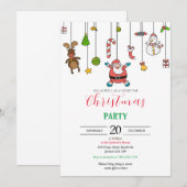 クリスマス招待状プリント モダン 招待状 (正面/裏面)