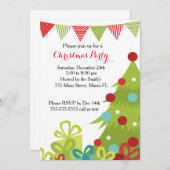 クリスマス招待状ホリデーツリーギフト 招待状 (正面/裏面)