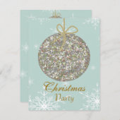 クリスマス招待状(オーナメントと雪片) 招待状 (正面/裏面)