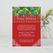 クリスマス招待状-赤とフェスティバルの飾り 招待状 (スタンド正面)