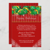 クリスマス招待状-赤とフェスティバルの飾り 招待状 (正面/裏面)