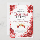 クリスマス招待状 | 赤オーナメント招待状 招待状 (正面)