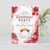 クリスマス招待状 | 赤オーナメント招待状 招待状 (スタンド正面)