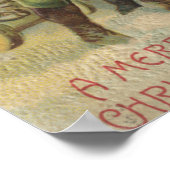 クリスマス挨拶サンタ歩くと子供 ポスター (角)