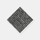 クリスマス挨拶マルチランゲージブラック スタンダードカクテルナプキン (角)