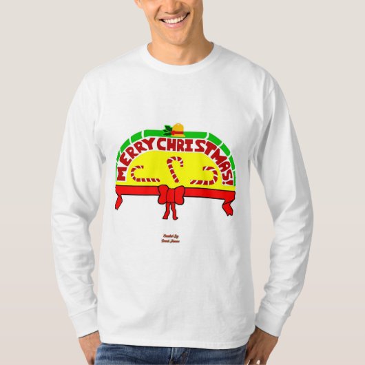 クリスマス挨拶メンズ長袖シャツ Tシャツ (正面)