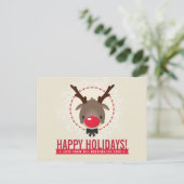 クリスマス挨拶レッド鼻トナカイルドルフ金ゴールド シーズンポストカード (スタンド正面)