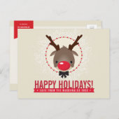 クリスマス挨拶レッド鼻トナカイルドルフ金ゴールド シーズンポストカード (正面/裏面)