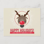 クリスマス挨拶レッド鼻トナカイルドルフ金ゴールド シーズンポストカード (正面)