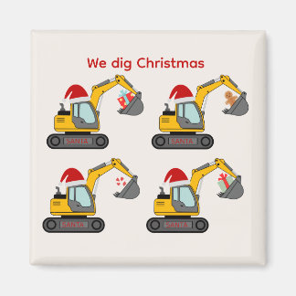 クリスマス掘り隊 - サンタの掘削機 マグネット