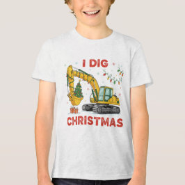 クリスマス掘削機ツリーライト子供服 トライブレンドTシャツ