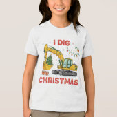 クリスマス掘削機ツリーライト子供服 トライブレンドＴシャツ (正面)