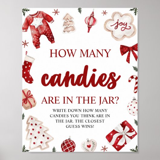 クリスマス推測どのくらいのお菓子の赤ちゃんシャワーゲーム ポスター (正面)