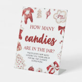 クリスマス推測どのくらいのお菓子の赤ちゃんシャワーゲーム 台座サイン (正面)