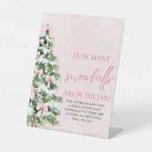 クリスマス推測どのように多くのスノーボール赤ちゃんシャワー 台座サイン (正面)