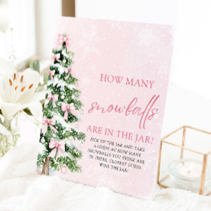 クリスマス推測どのように多くのスノーボール赤ちゃんシャワー 台座サイン