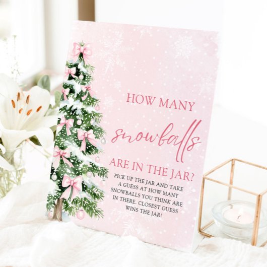 クリスマス推測どのように多くのスノーボール赤ちゃんシャワー 台座サイン