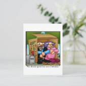 クリスマス支出の悩みユーモアポストカード シーズンポストカード (スタンド正面)