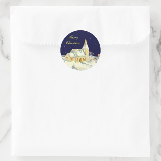 クリスマス教会の冬場 ラウンドシール (バッグ)